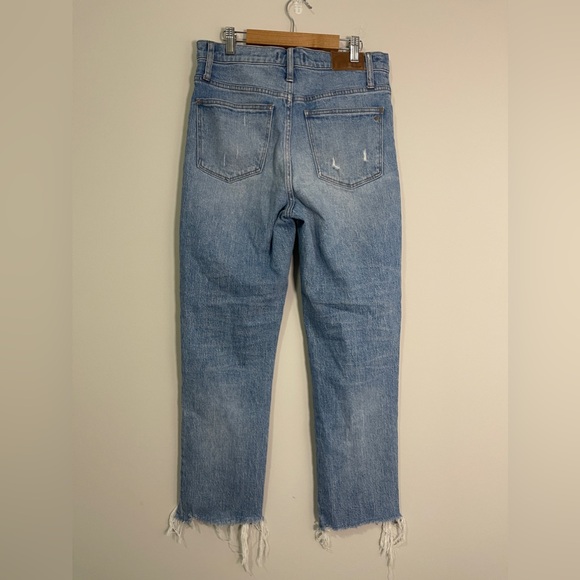 Madewell Womens Jeans Size 27 Blue Classic Straight Distressed Denim Bottoms - Picture 6 of 12